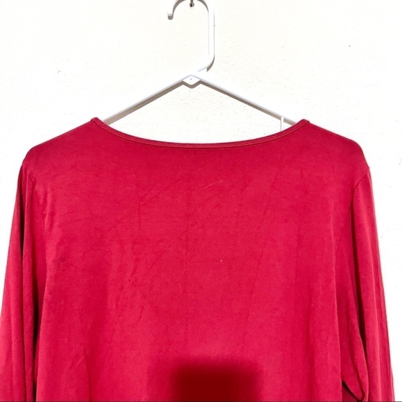 Eileen Fisher Coral Red Viscose Jersey Top long sleeve womens size M - Picture 7 of 10